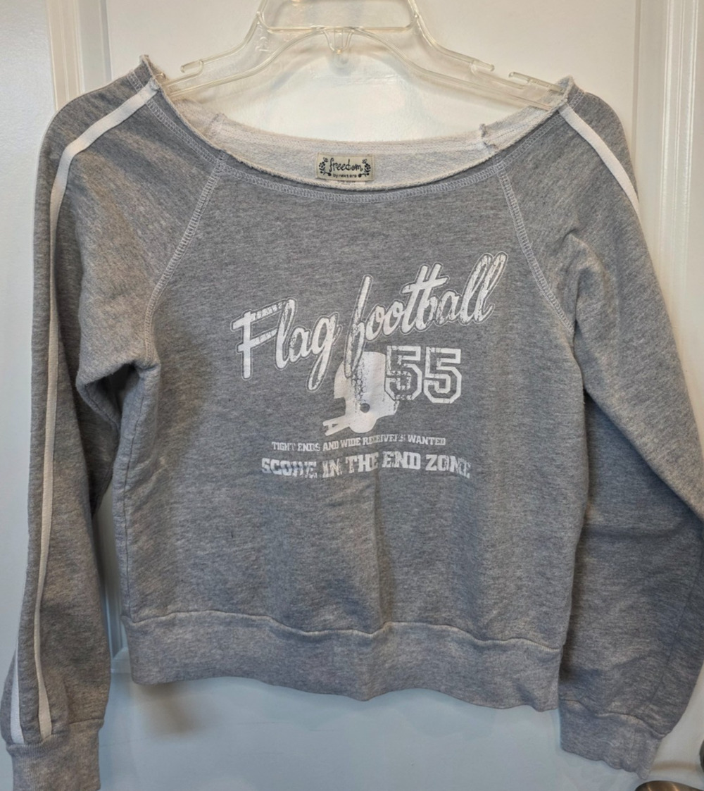 Freedom by Next Era Sweatshirt Striped Womens Medium Gray Football 55 Graphic